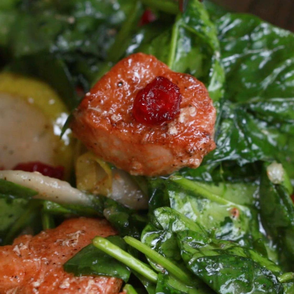 Chicken, Cranberry, And Pear Spinach Salad Recipe by Tasty