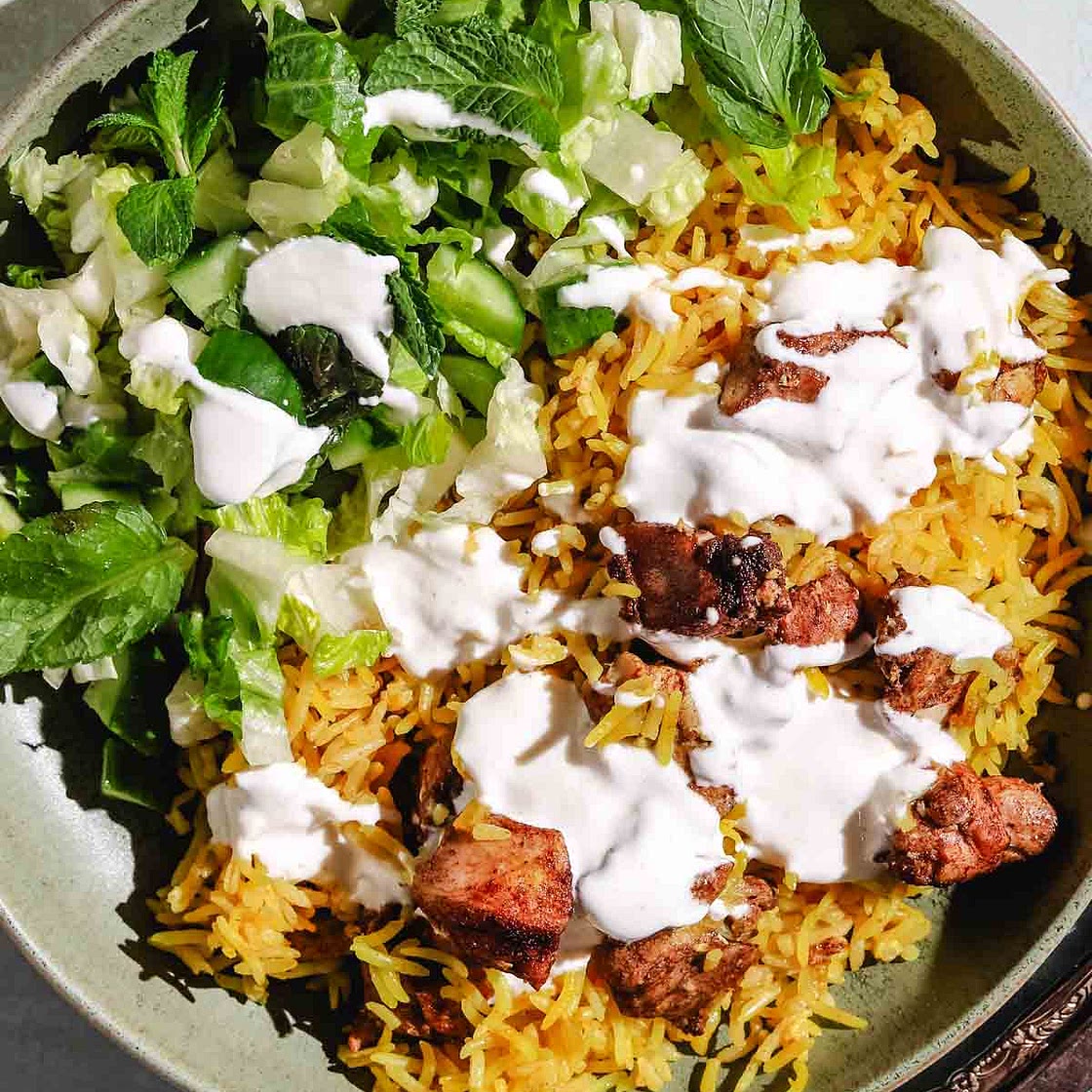 Shawarma Rice with White Sauce (in one pot!)