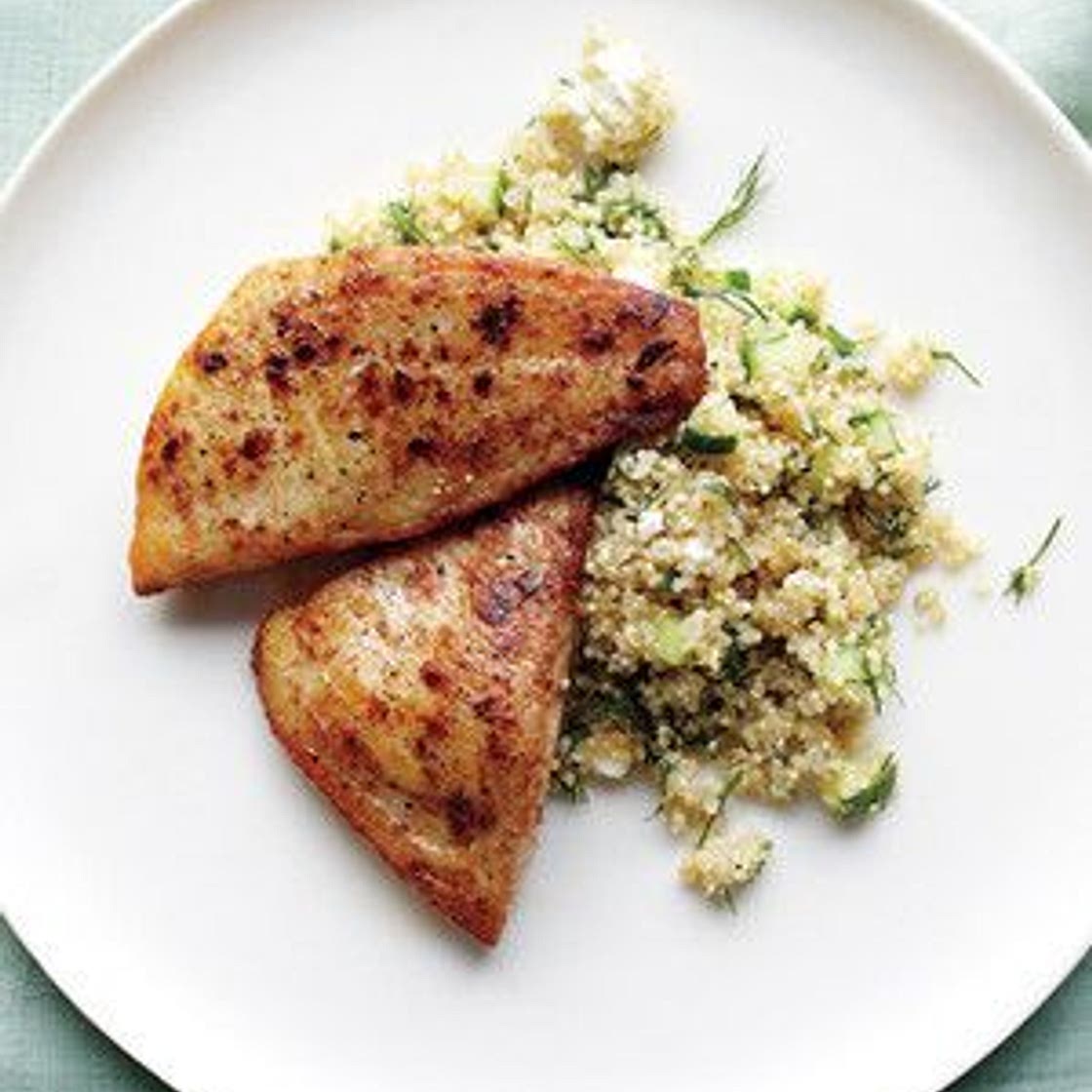 Tilapia and Quinoa with Feta and Cucumber
