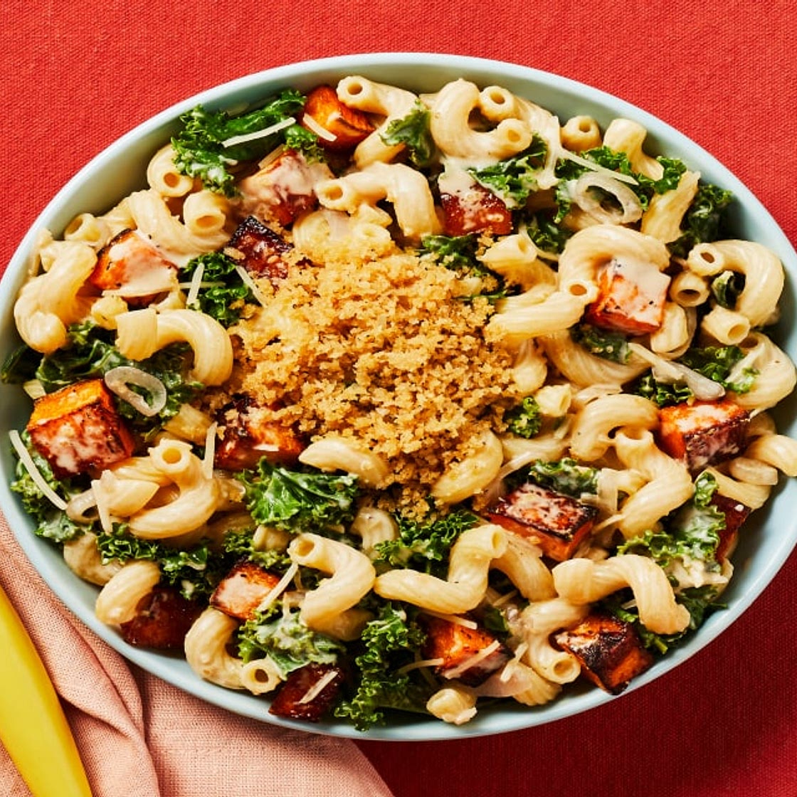 Creamy Butternut Squash & Kale Cavatappi with Toasted Panko & Parmesan