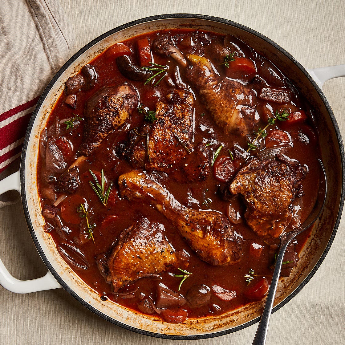 Classic French coq au vin