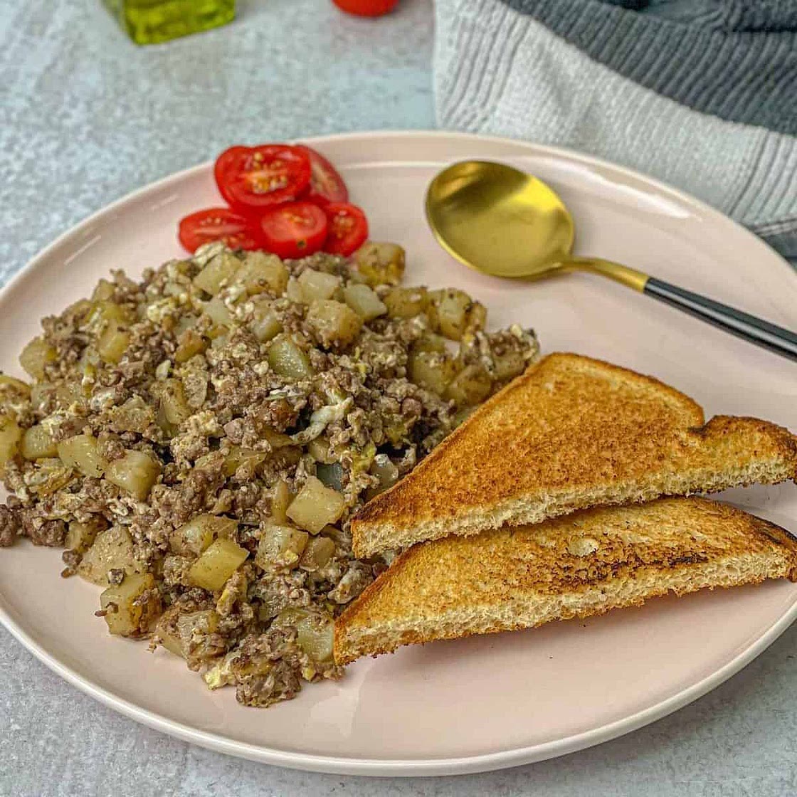 Meat Potato Onion Egg Skillet