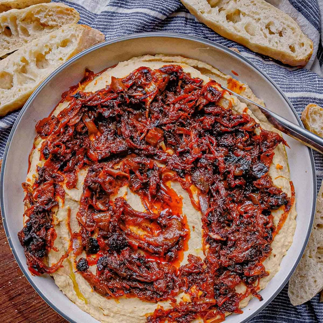 Sweet & Smoky Caramelized Onion Hummus