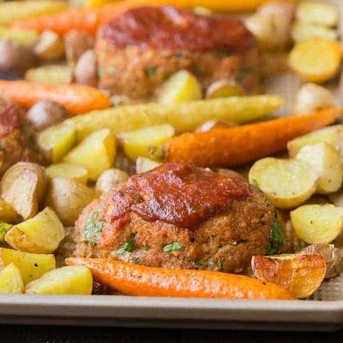 Mini Turkey Meatloaf Sheet Pan Dinner