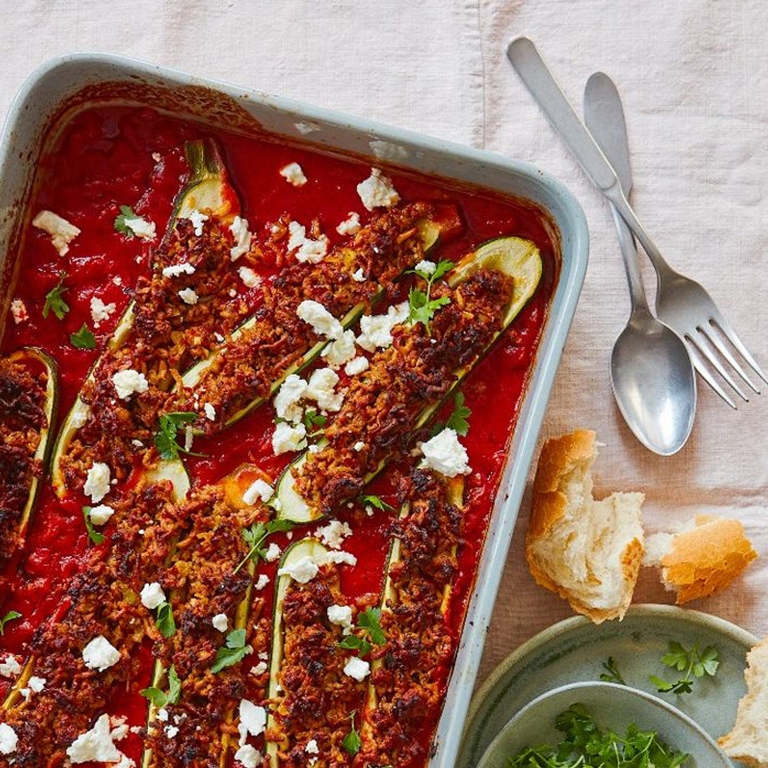 Harissa lamb-stuffed courgettes