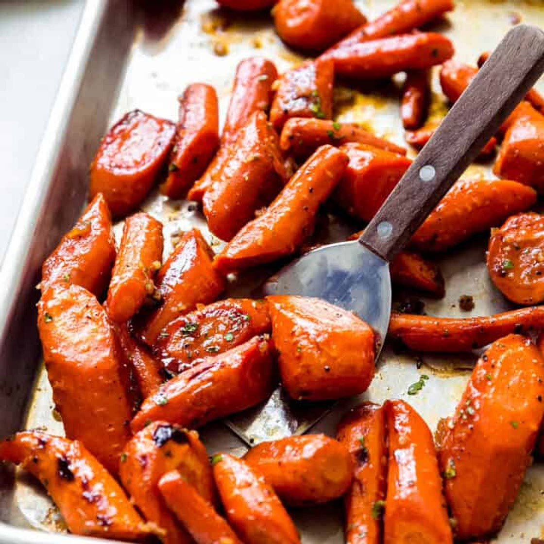 Golden Brown Honey Garlic Butter Roasted Carrots