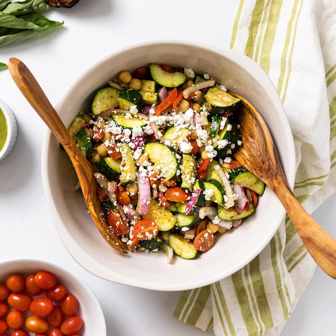 Grilled Zucchini & Onion Salad with Basil Dressing