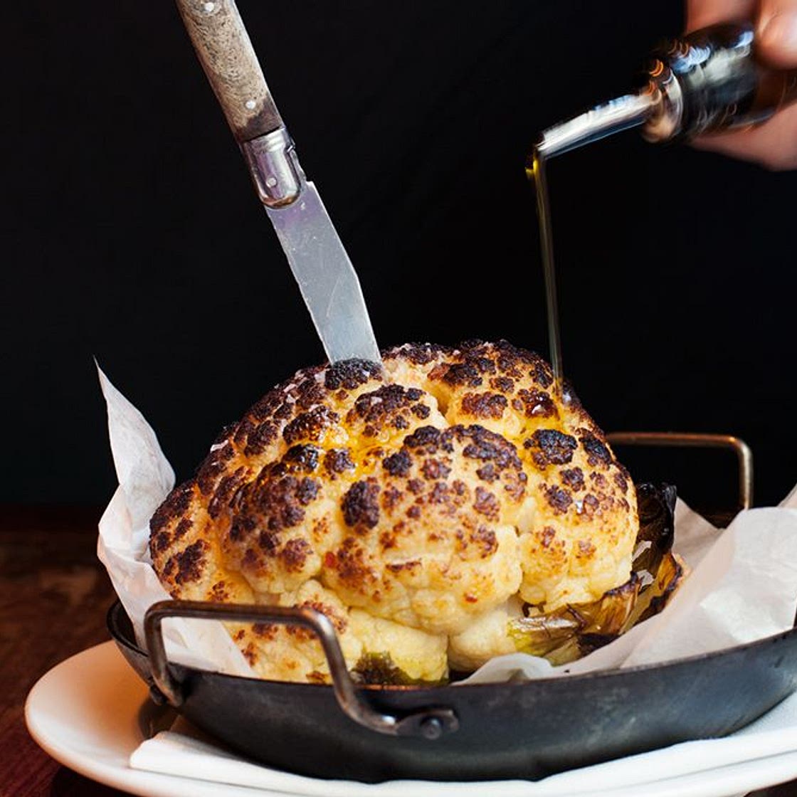 Whole Roasted Cauliflower With Whipped Goat Cheese