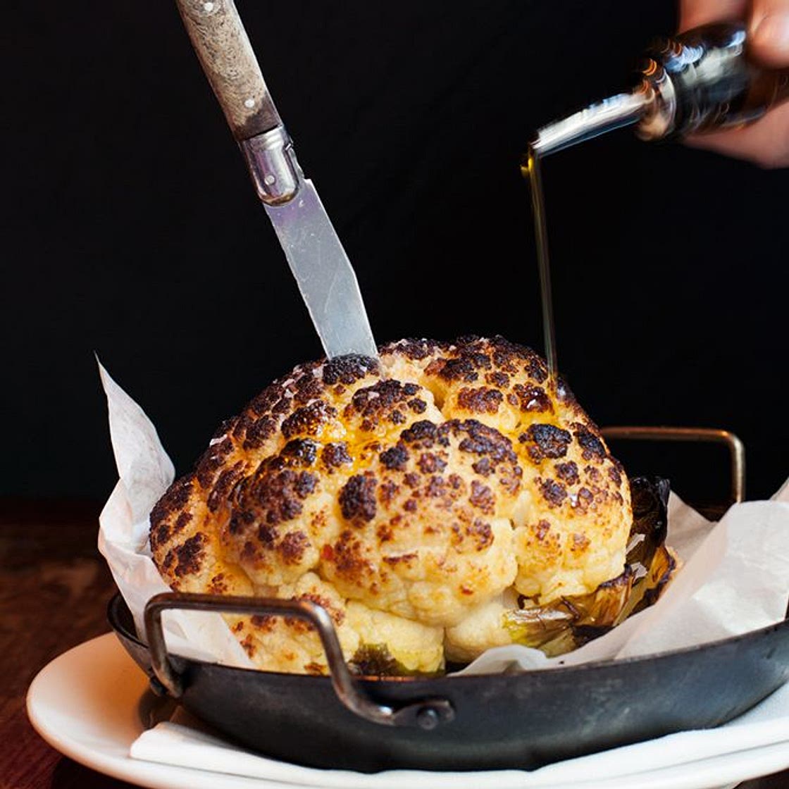 Whole Roasted Cauliflower With Whipped Goat Cheese