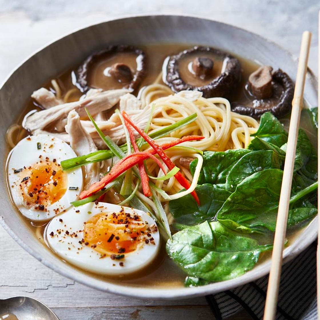Chicken, miso and mushroom ramen