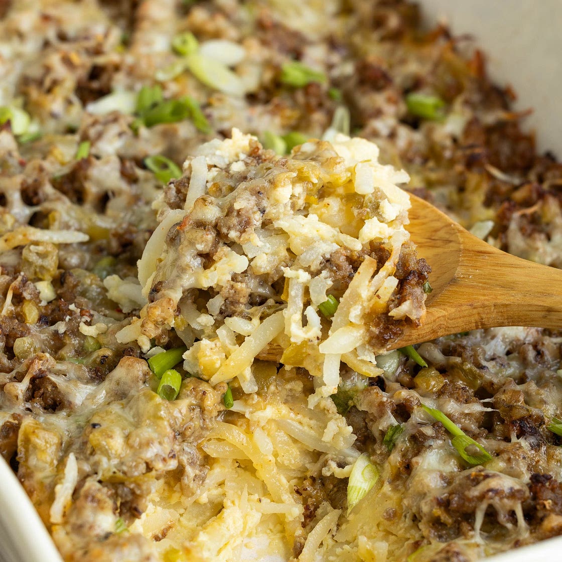 Overnight Sausage Hash Brown Casserole