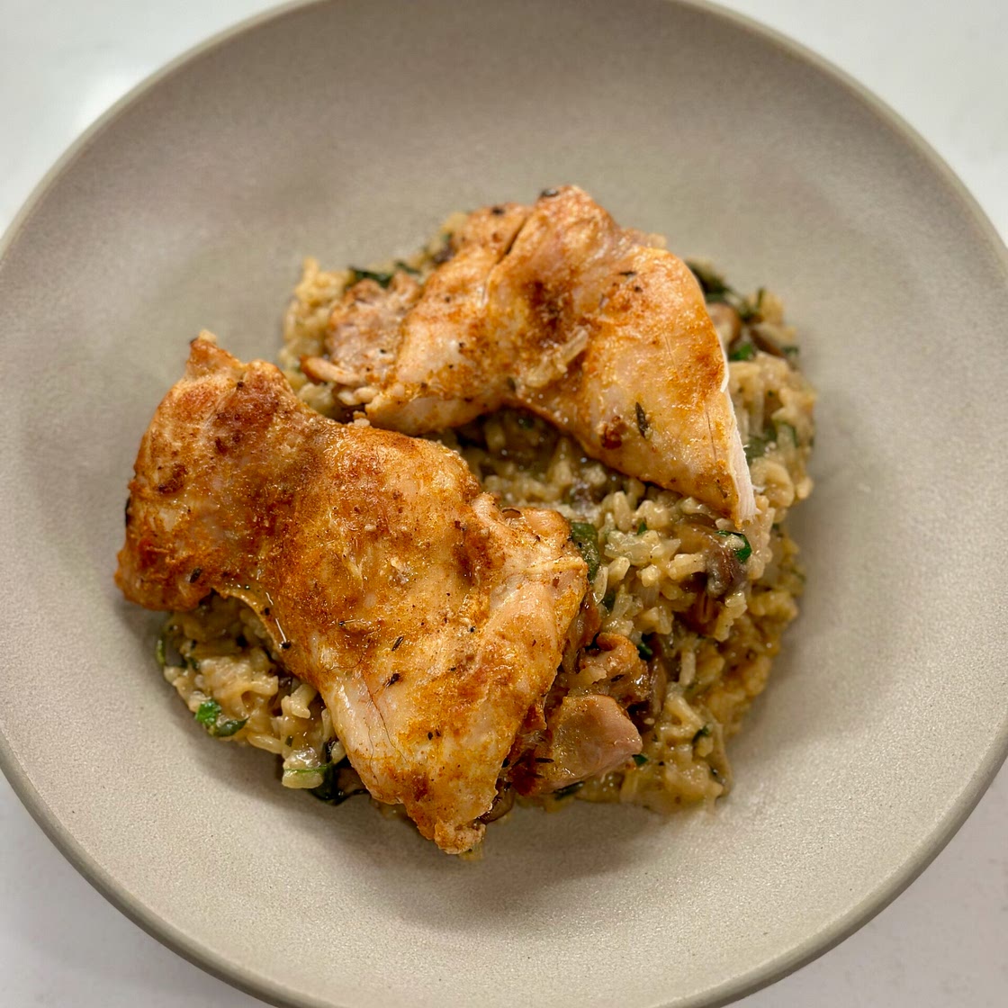 One Pot Creamy Chicken and Mushroom Rice