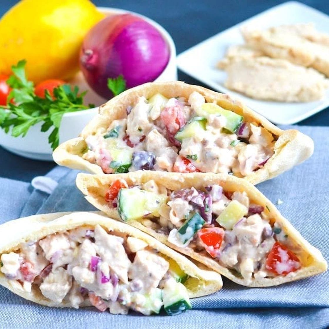 Greek Chicken Salad Pitas