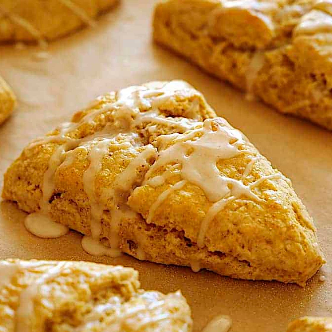 Pumpkin Scones with Chai Glaze