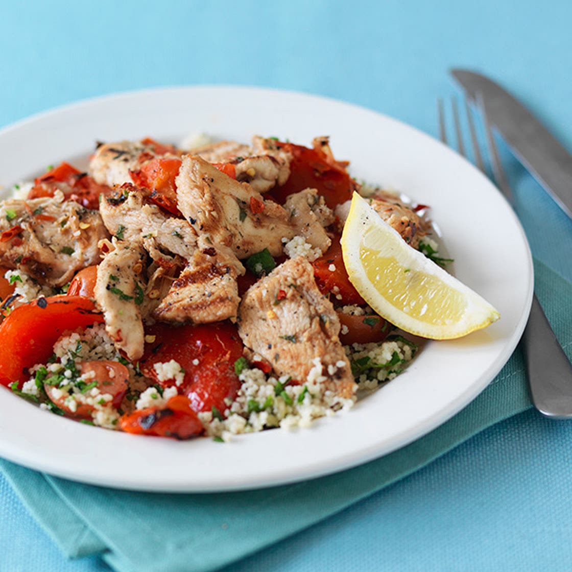 Grilled lemon and chilli chicken with couscous