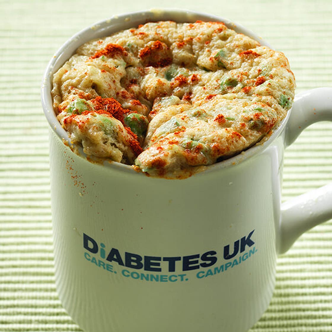 Microwave mug: Sweetcorn and Cheddar crustless quiche