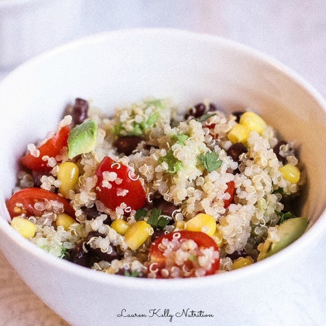 Quinoa Black Bean Avocado Salad with Cilantro Lime Vinaigrette