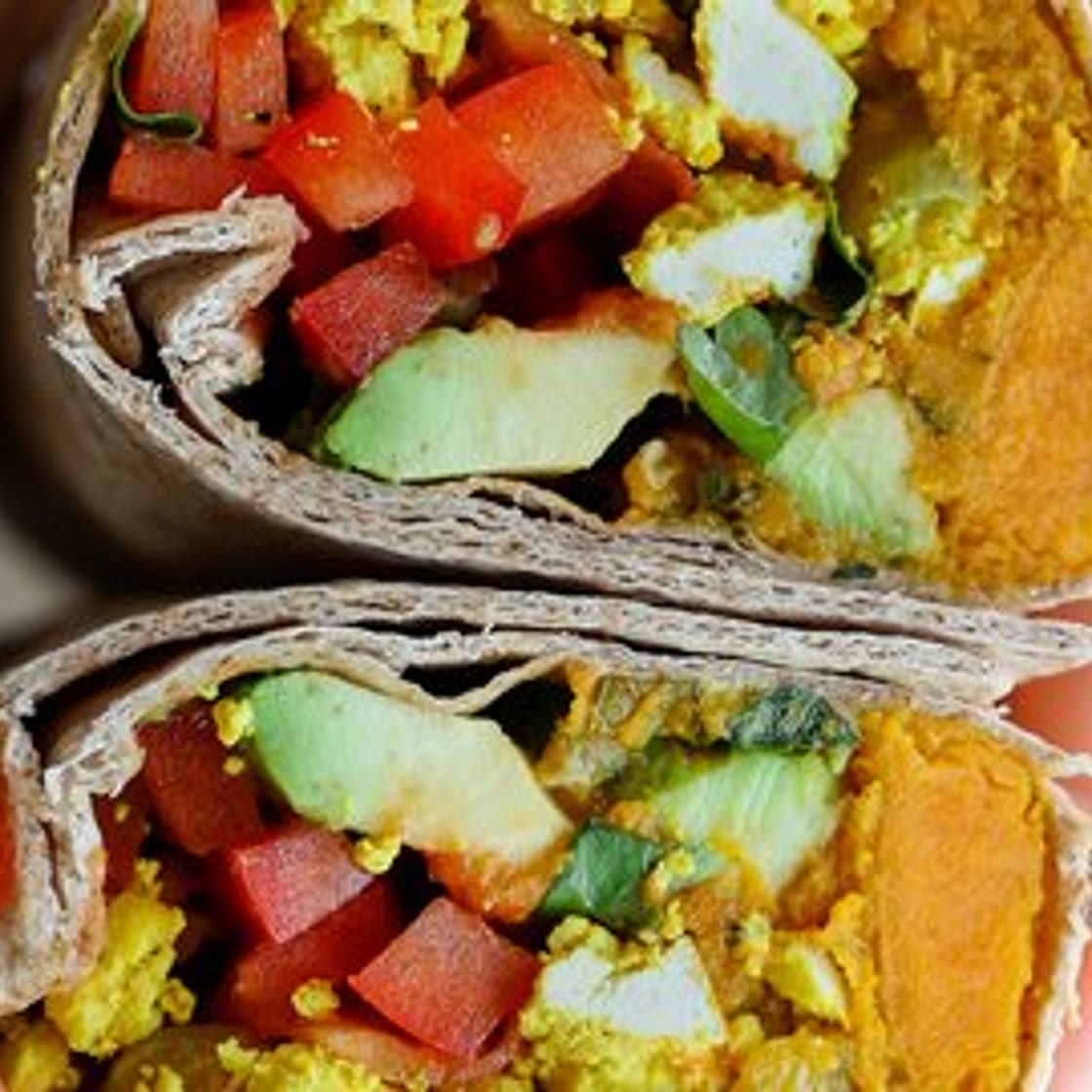 Samosa Sweet Potato Breakfast Wraps with Tofu Scramble