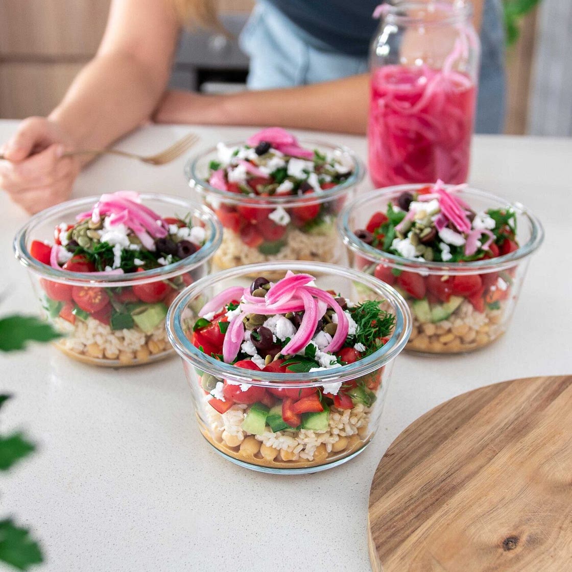 Easy Brown Rice Mediterranean Salad Jar (Meal-Prep)