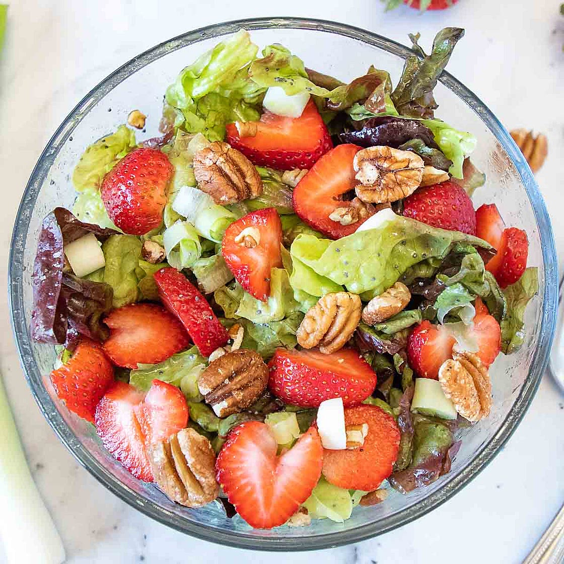 Butter Lettuce Strawberry Salad with Poppyseed Dressing