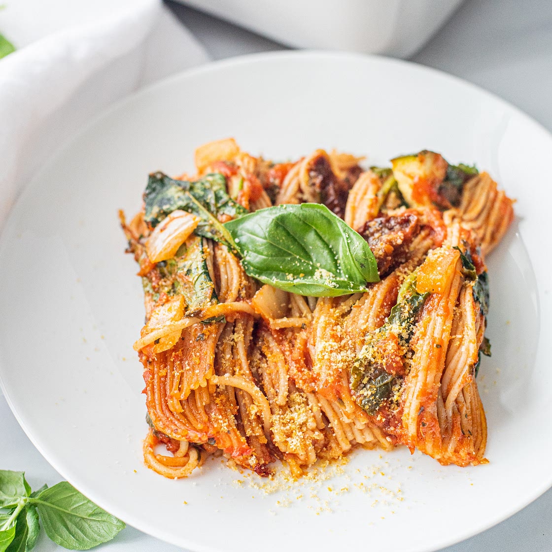 Easy Vegan Baked Spaghetti
