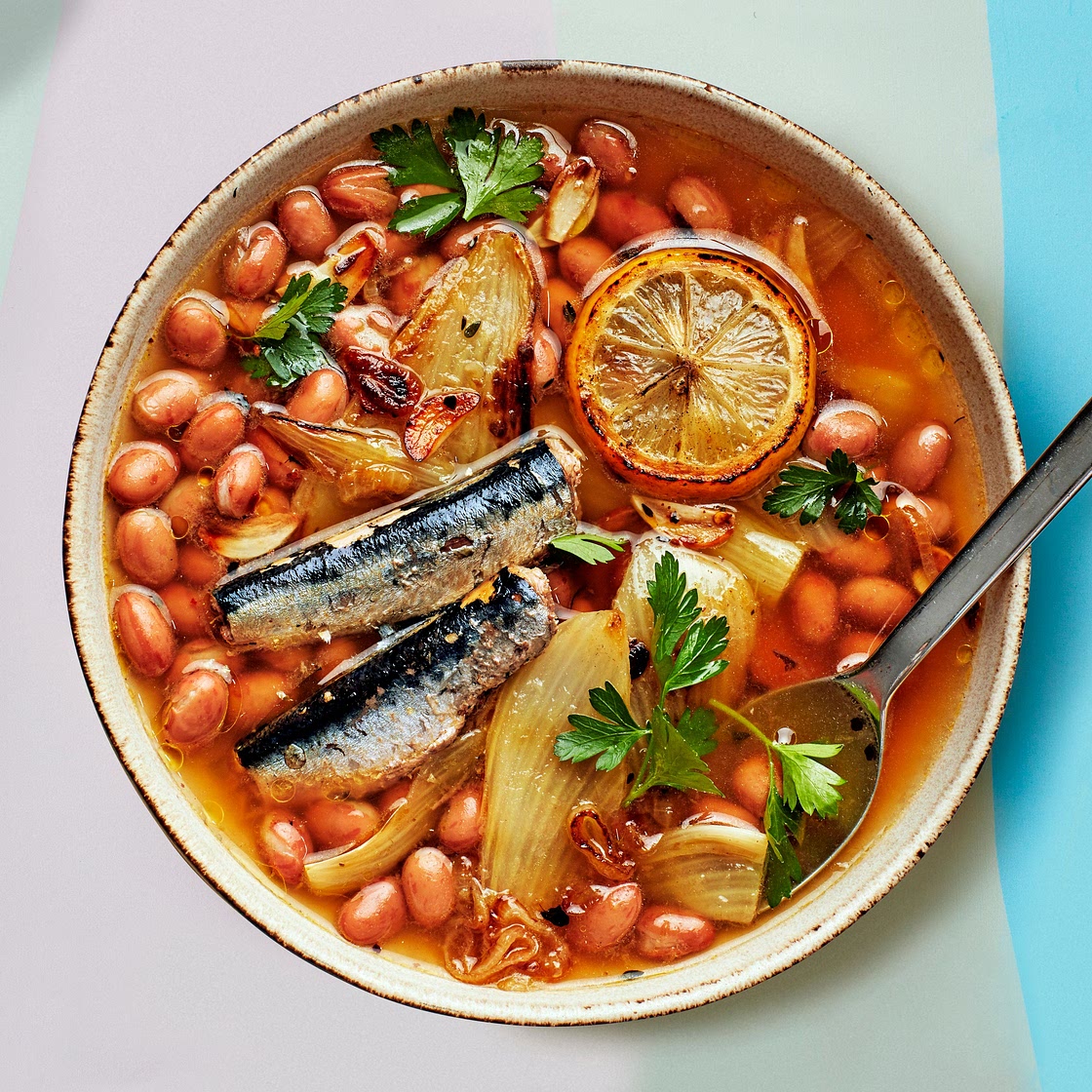Braised Beans and Sardines With Fennel