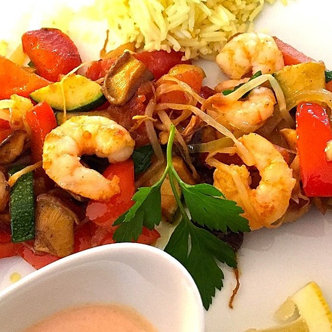 Bunte Garnelen-Gemüse-Pfanne