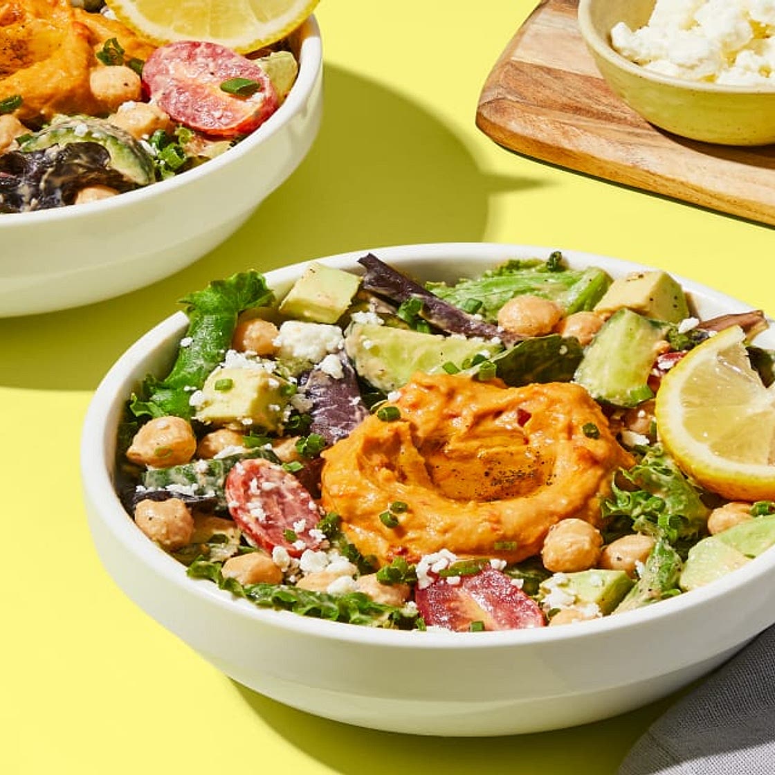 Mediterranean Power Bowls with Chickpeas, Avocado, Hummus & Feta | 2 servings