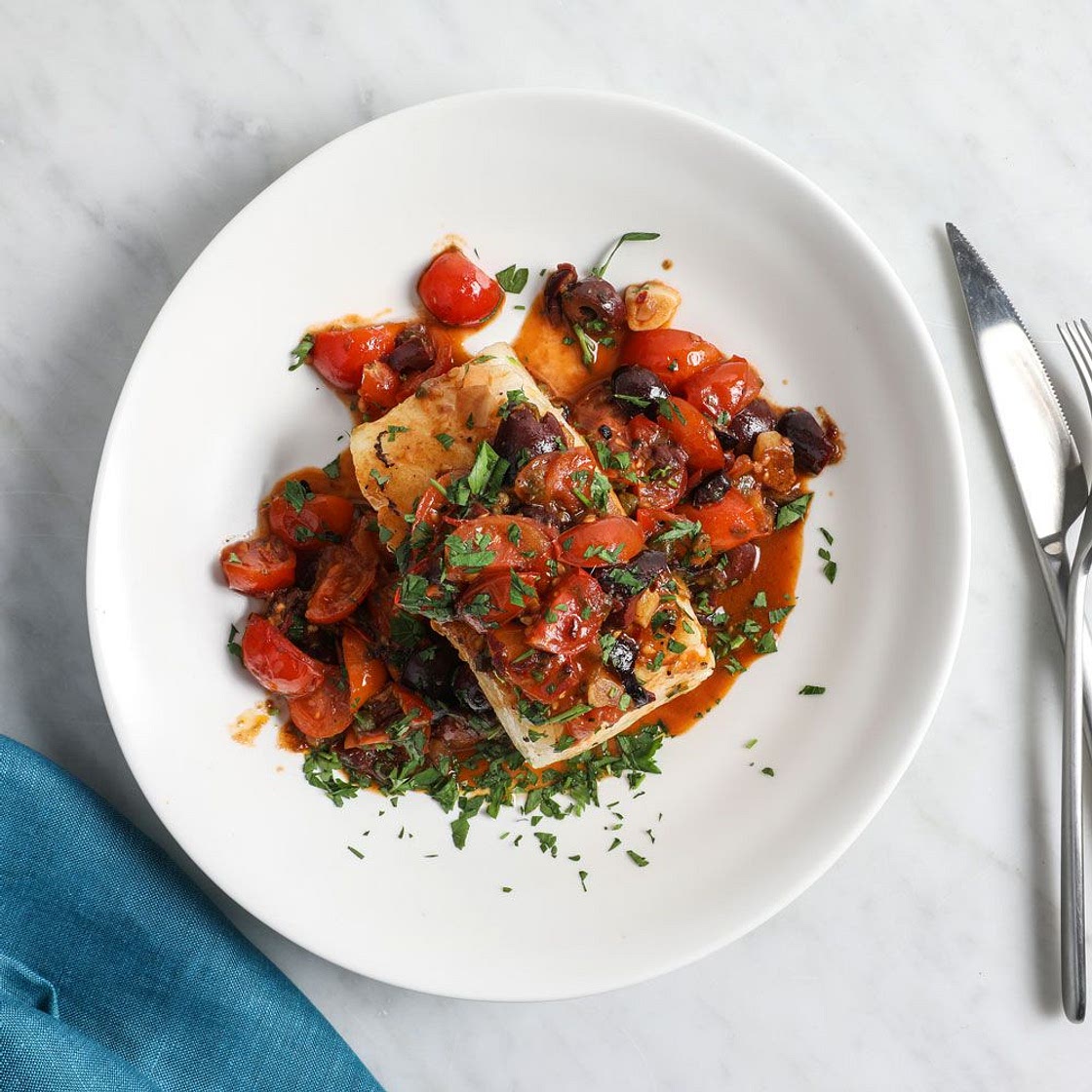 Sea Bass with Sicilian Cherry Tomato Sauce