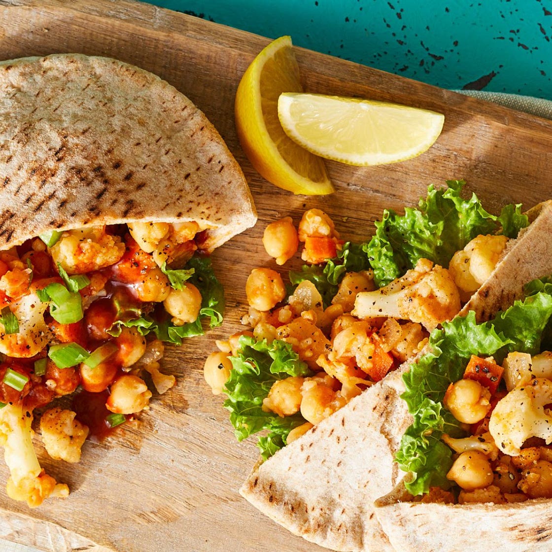 Buffalo Cauliflower Pita Pockets