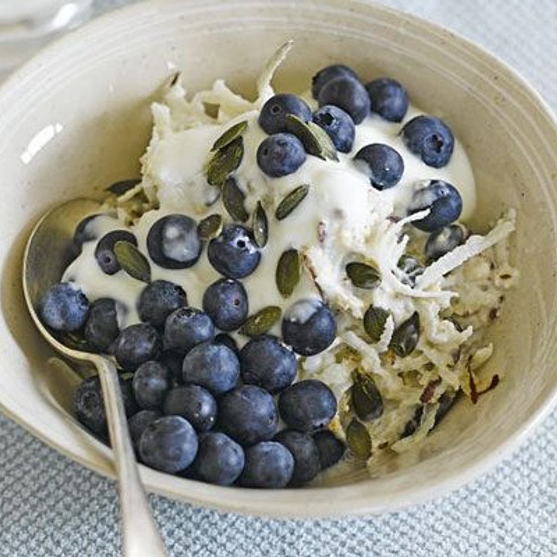 Pear & blueberry breakfast bowl