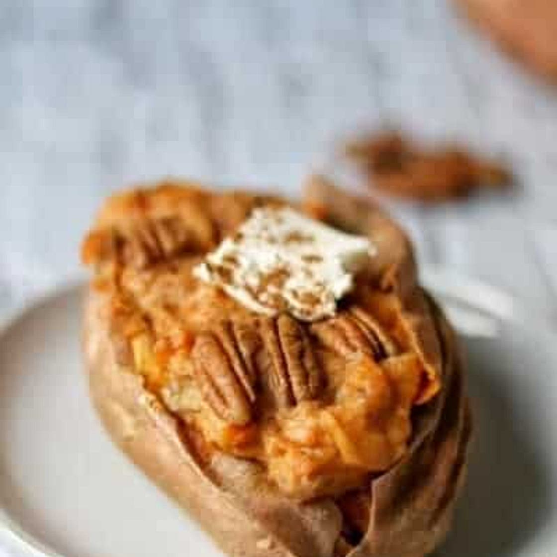 Twice-Baked sweet potatoes with Pecans