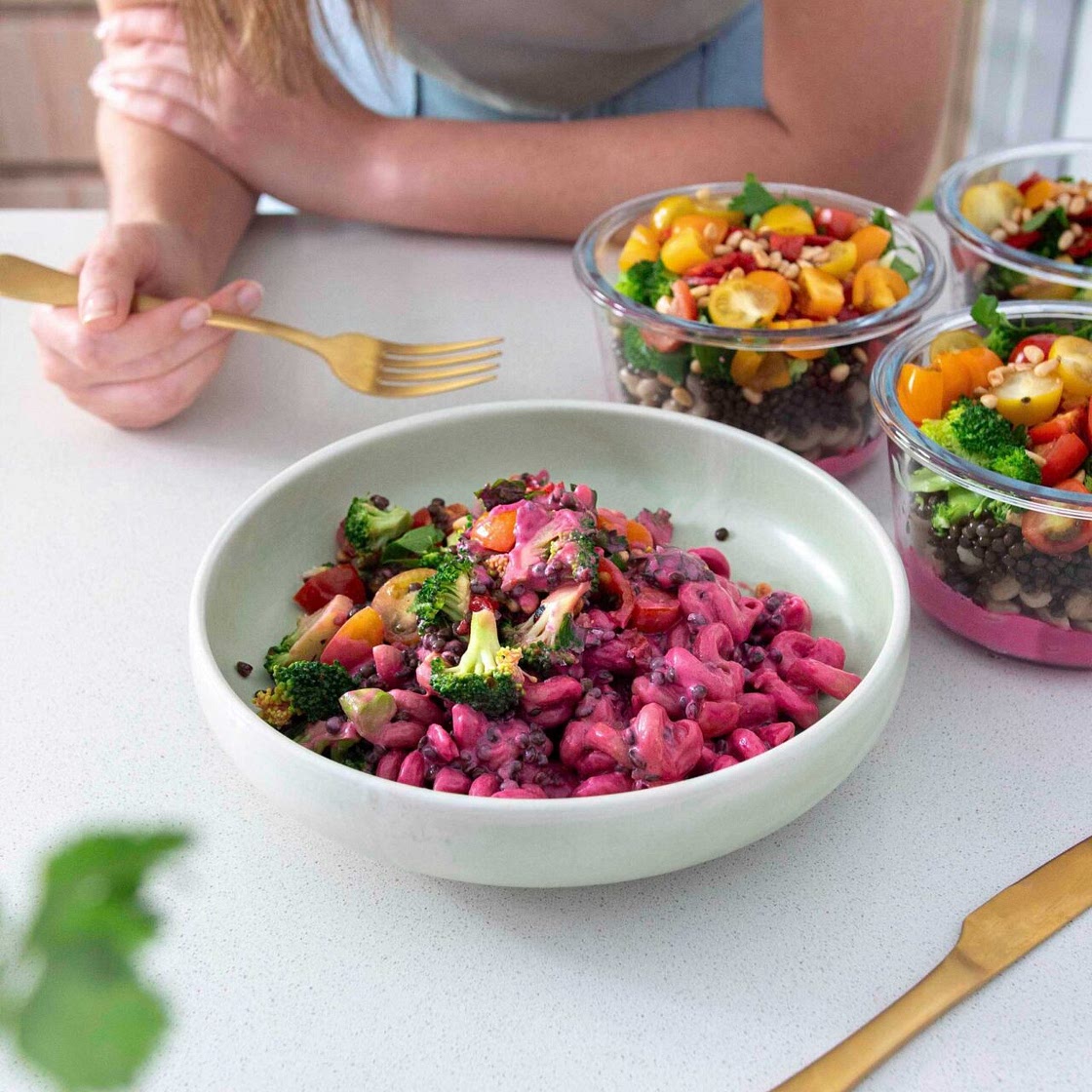 Barbie Rainbow Pasta Salad (Meal-Prep)