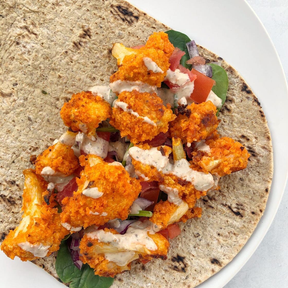 Dairy-Free Buffalo Cauliflower Wrap