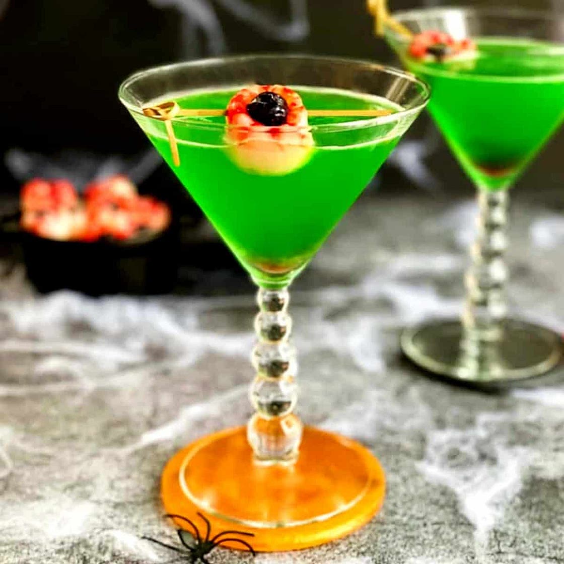 Green Halloween Lychee Gin Cocktail
