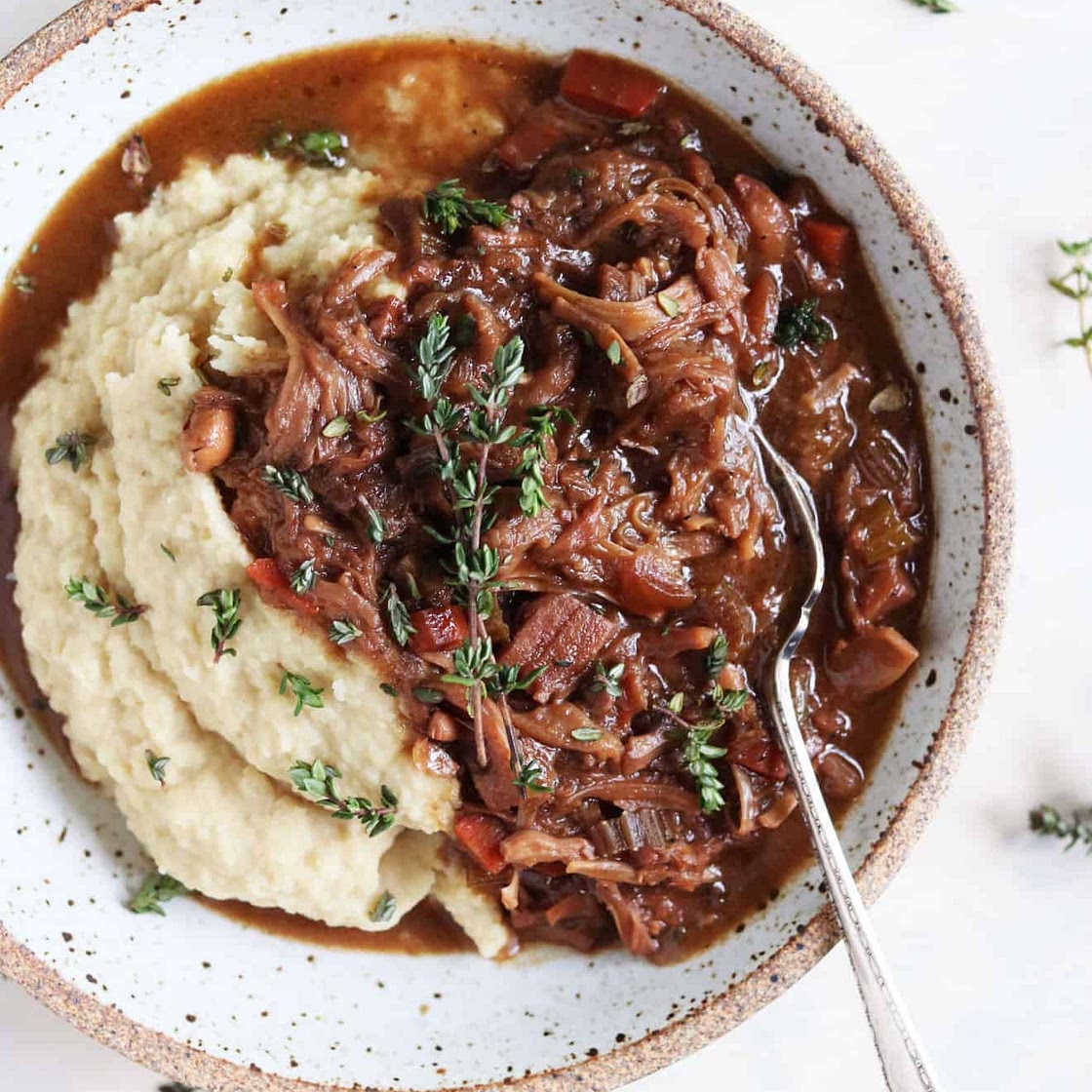 Slow Cooker Jackfruit Stew + Celery Root Mash