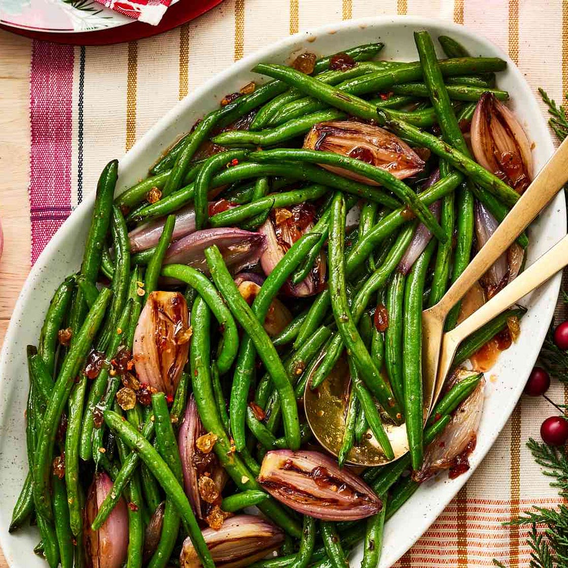 Roasted Green Beans With Spicy-Sweet Glazed Shallots