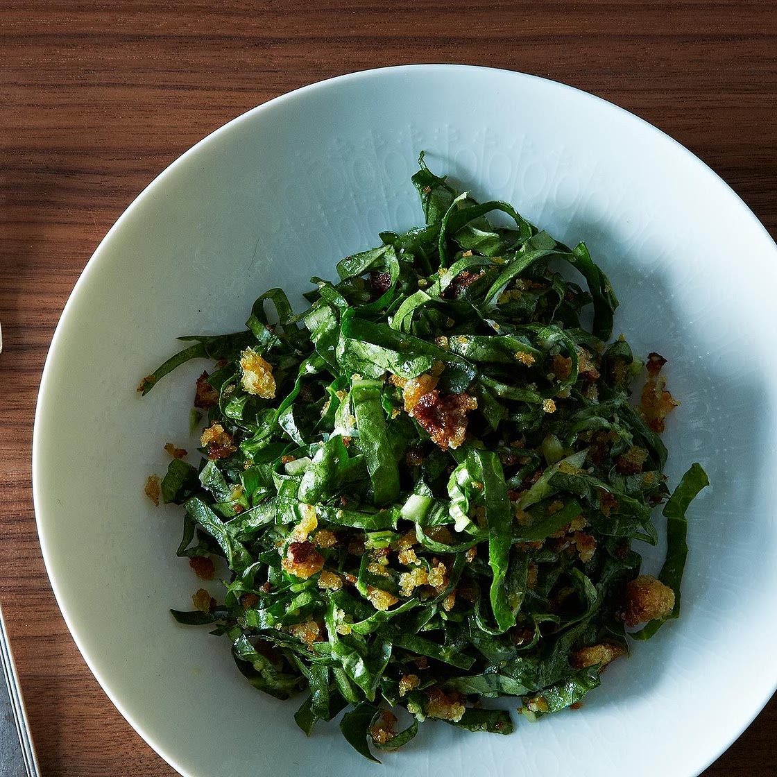 Chard Salad with Garlic Breadcrumbs and Parmesan