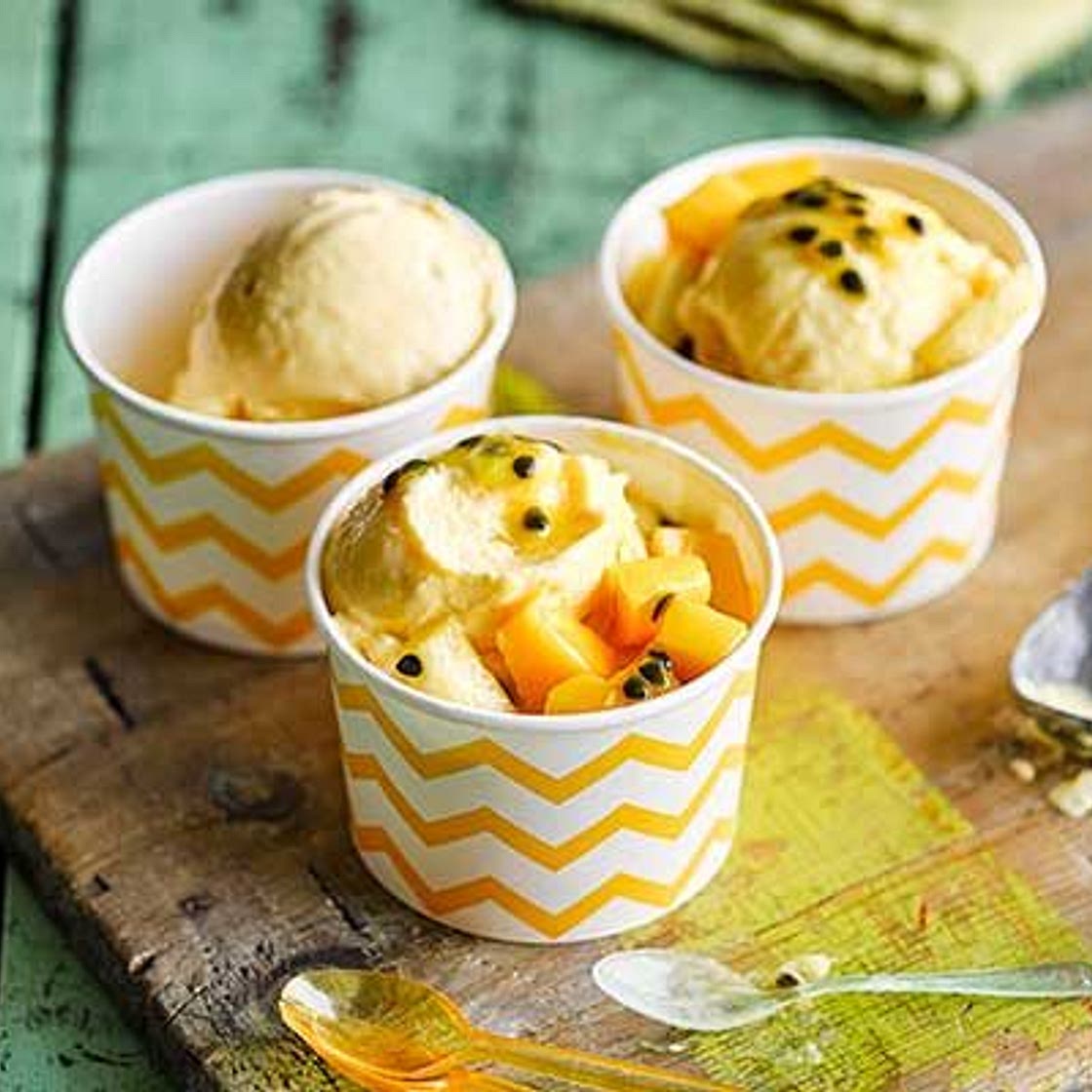 Frozen tropical fruit yogurt