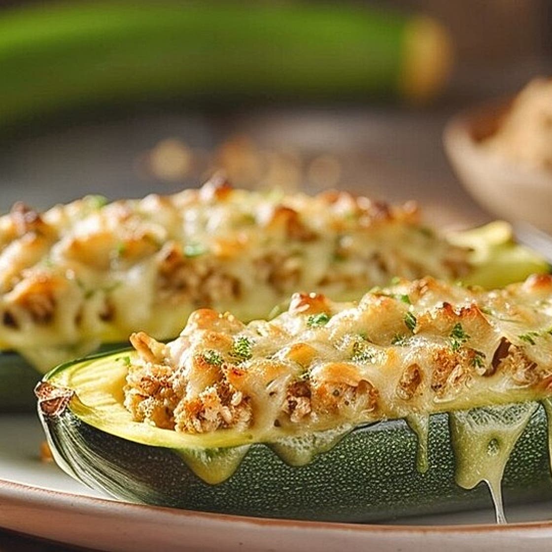 Gefüllte Zucchini aus dem Ofen - schnell & einfach