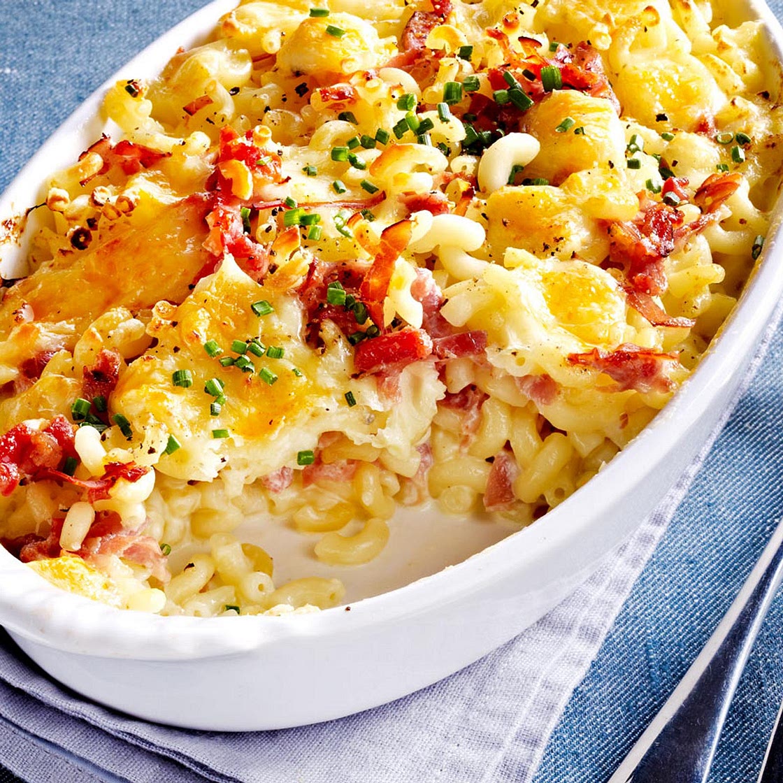 Express-Nudelauflauf mit Schinken