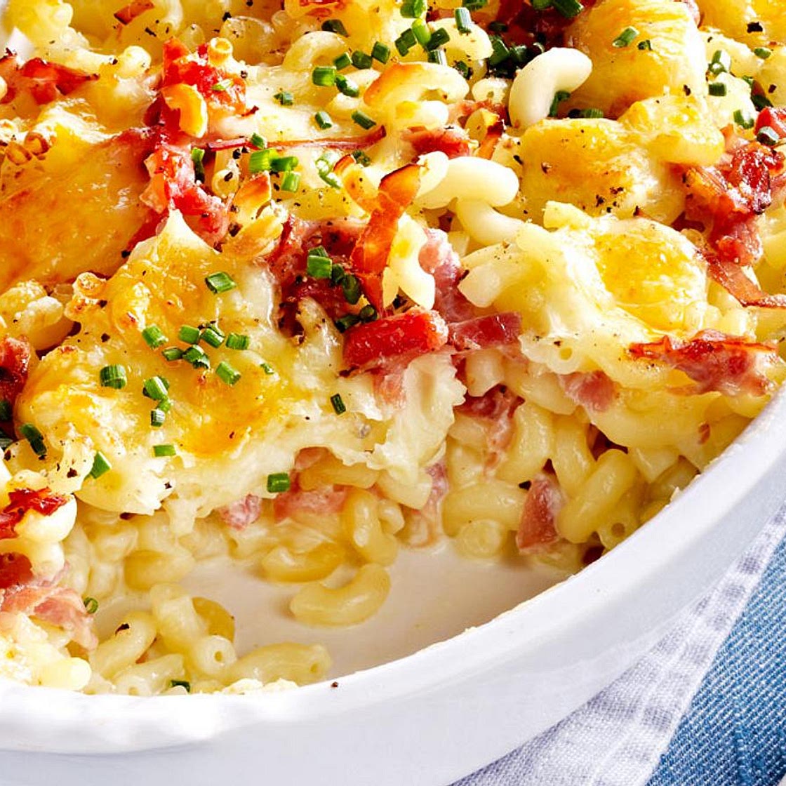 Express-Nudelauflauf mit Schinken