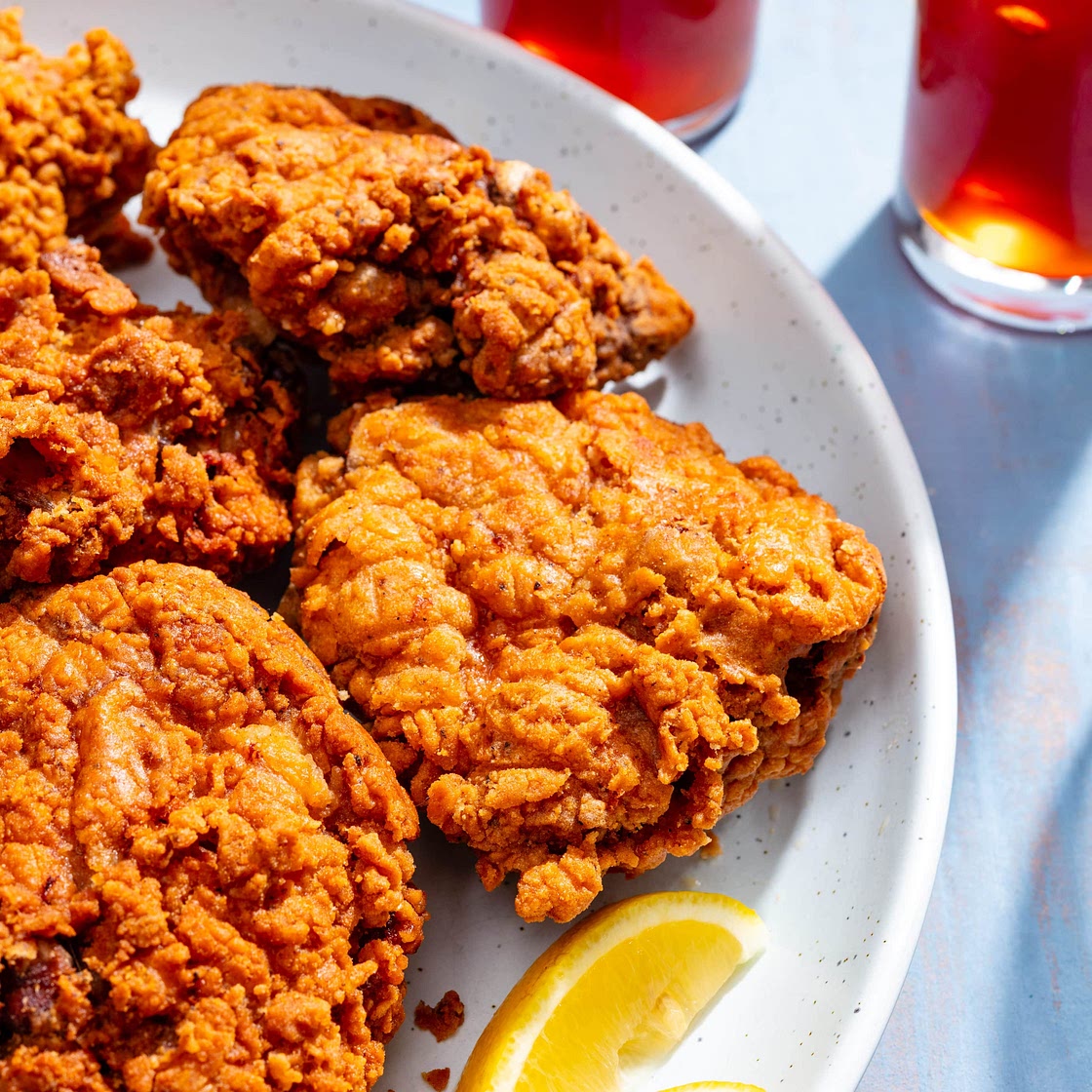 Sweet Tea–Brined Fried Chicken Thighs