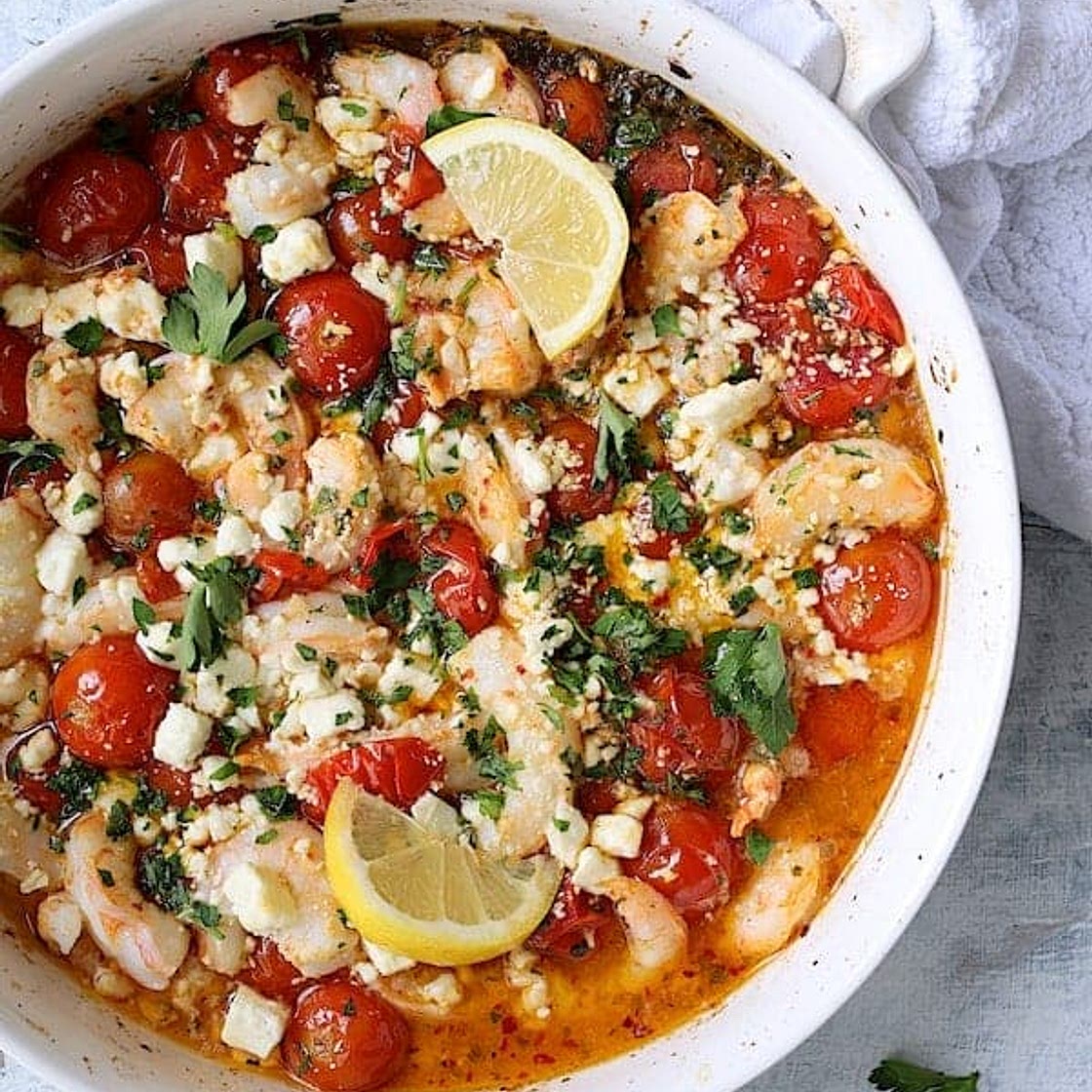 Spicy Baked Shrimp with Tomatoes and Feta Cheese