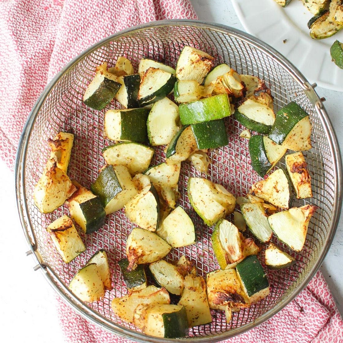 Easy Air Fryer Zucchini with Dairy Free Parmesan
