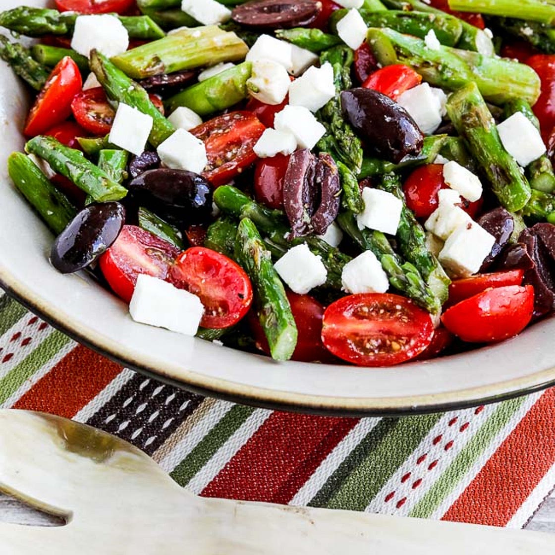Asparagus Salad with Tomatoes, Olives, and Feta