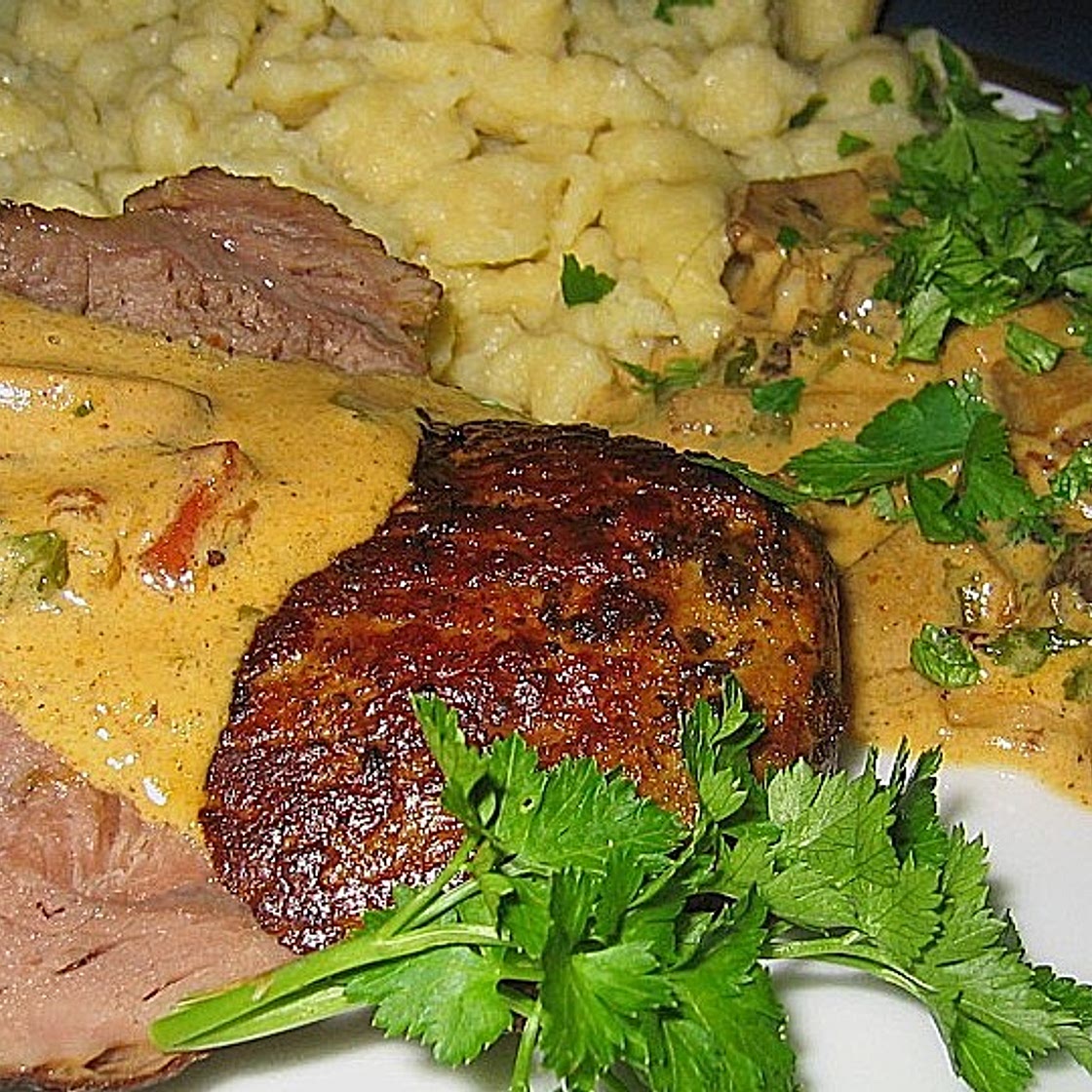 Wiener Rahmbraten mit Pilzen