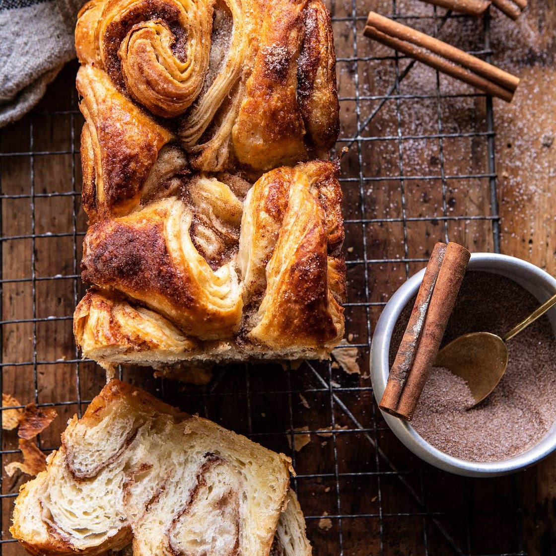 Easy Swirled Cinnamon Sugar Croissant Loaf
