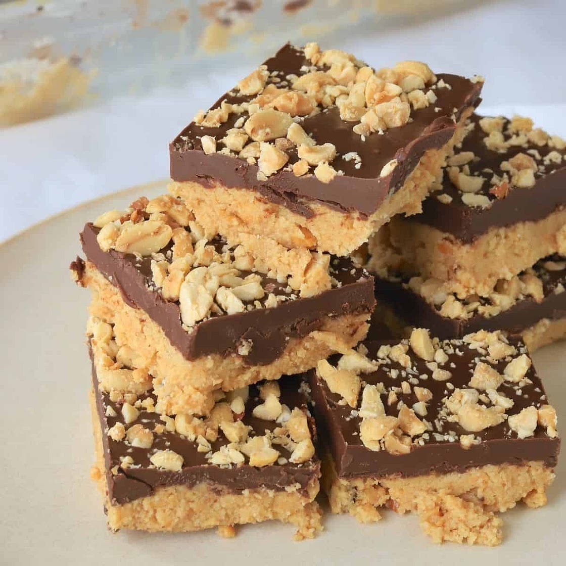 Low Carb No Bake Peanut Butter Bars