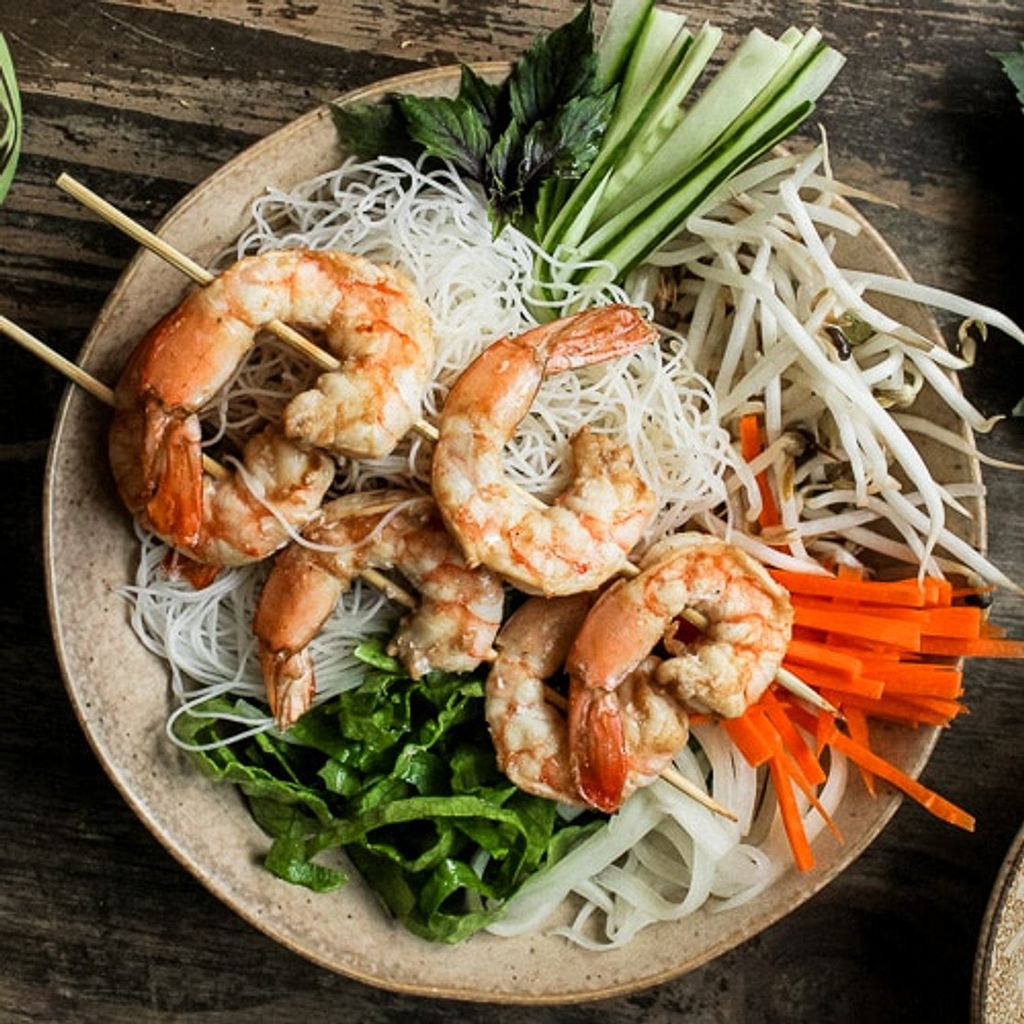 Vietnamese Grilled Shrimp Vermicelli Noodle Bowl